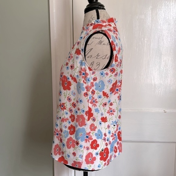 Jones New York Sleeveless Ruffle Neck Button Down Blouse - July Ivory Combo - Picture 6 of 14